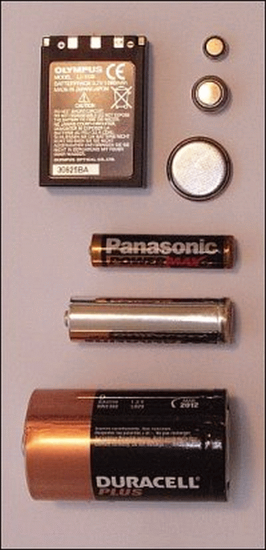 Various kinds of batteries.