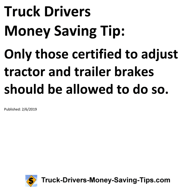 Truck Drivers Money Saving Tip for 02-06-2019