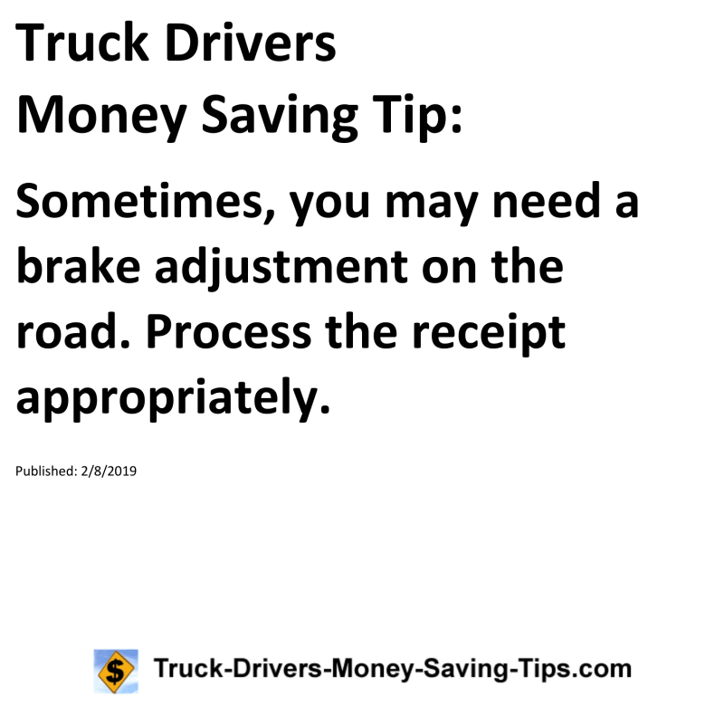 Truck Drivers Money Saving Tip for 02-08-2019