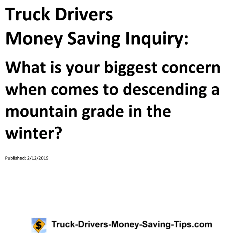 Truck Drivers Money Saving Inquiry for 02-12-2019