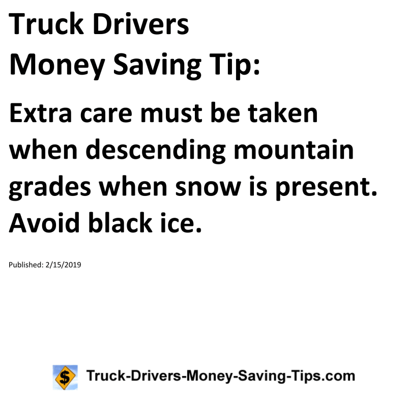 Truck Drivers Money Saving Tip for 02-15-2019