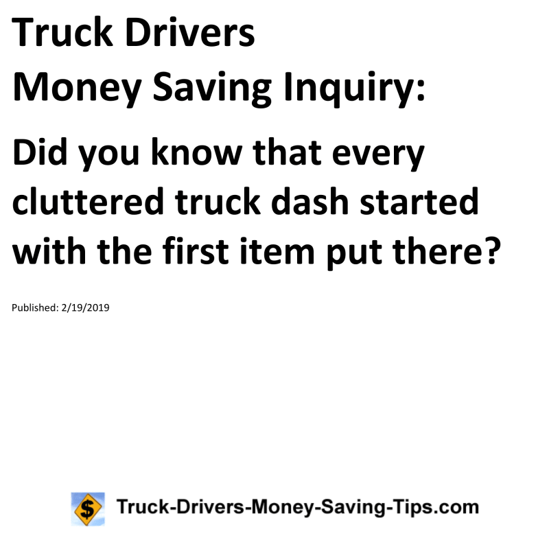 Truck Drivers Money Saving Inquiry for 02-19-2019