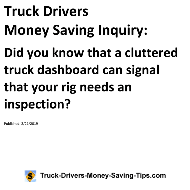 Truck Drivers Money Saving Inquiry for 02-21-2019