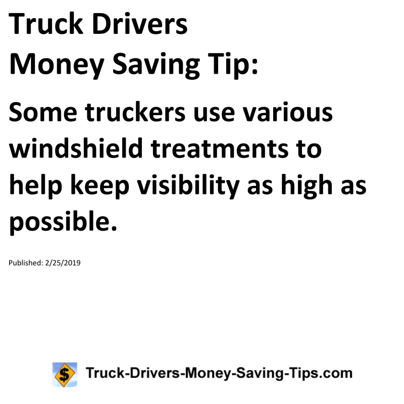 Truck Drivers Money Saving Tip for 02-25-2019