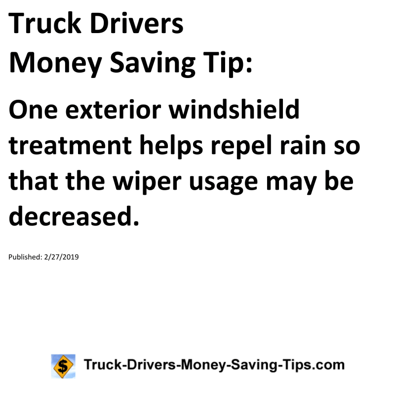 Truck Drivers Money Saving Tip for 02-27-2019