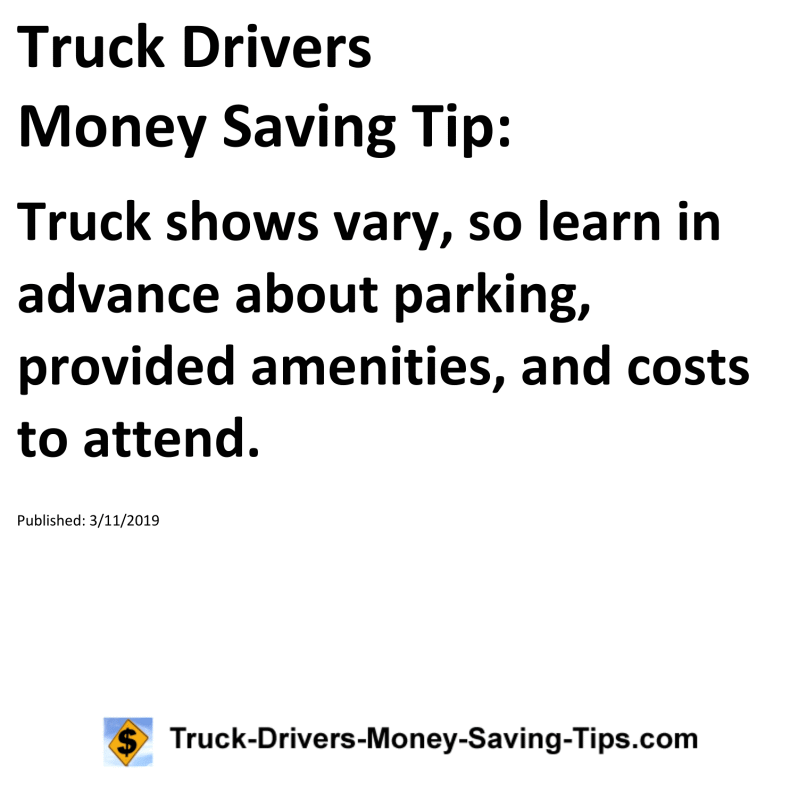 Truck Drivers Money Saving Tip for 03-11-2019