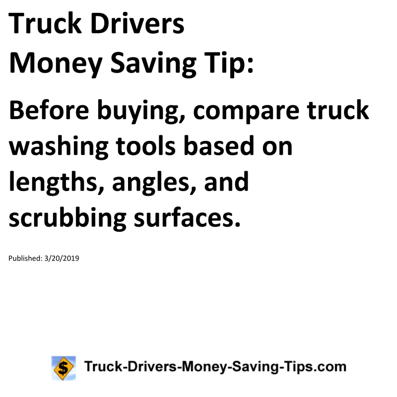 Truck Drivers Money Saving Tip for 03-20-2019