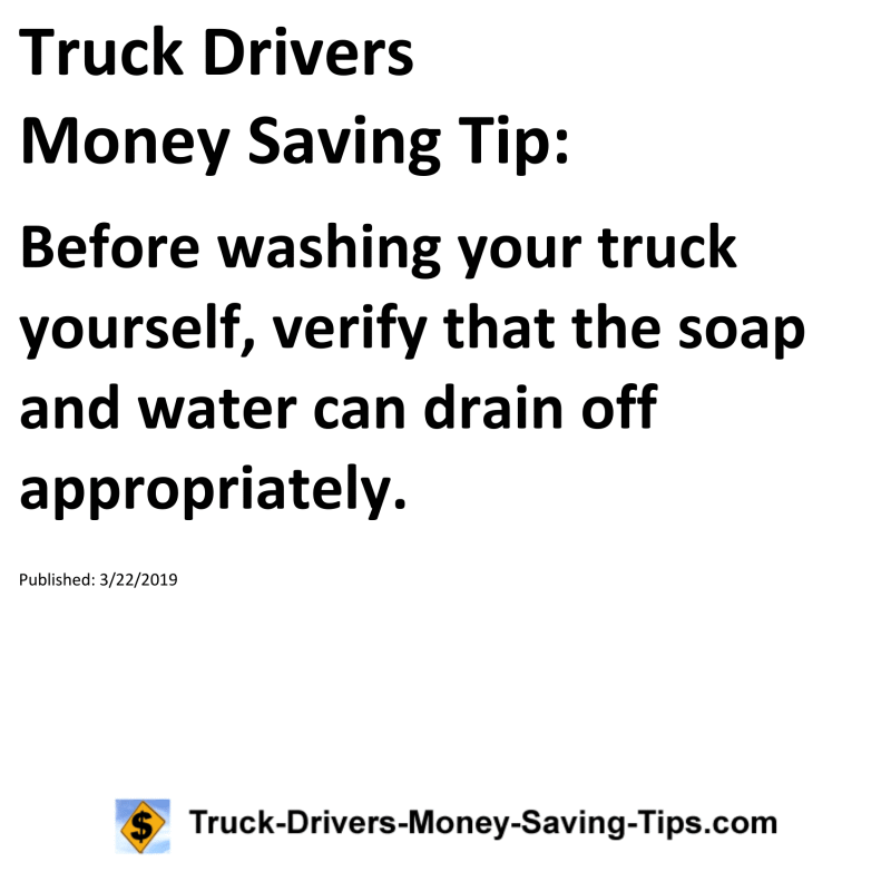 Truck Drivers Money Saving Tip for 03-22-2019