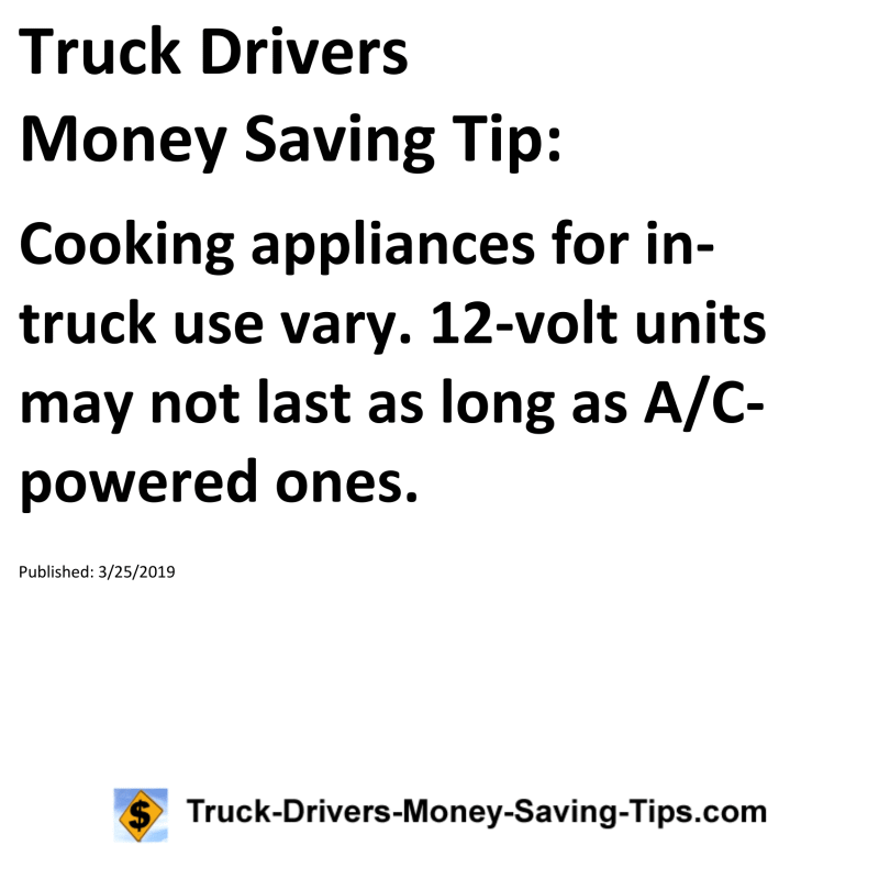 Truck Drivers Money Saving Tip for 03-25-2019