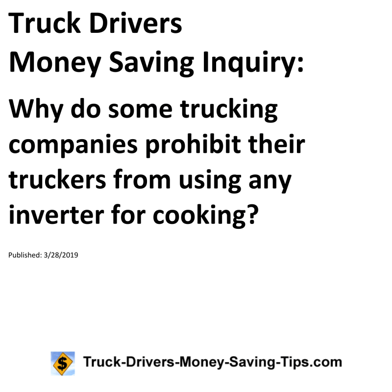 Truck Drivers Money Saving Inquiry for 03-28-2019