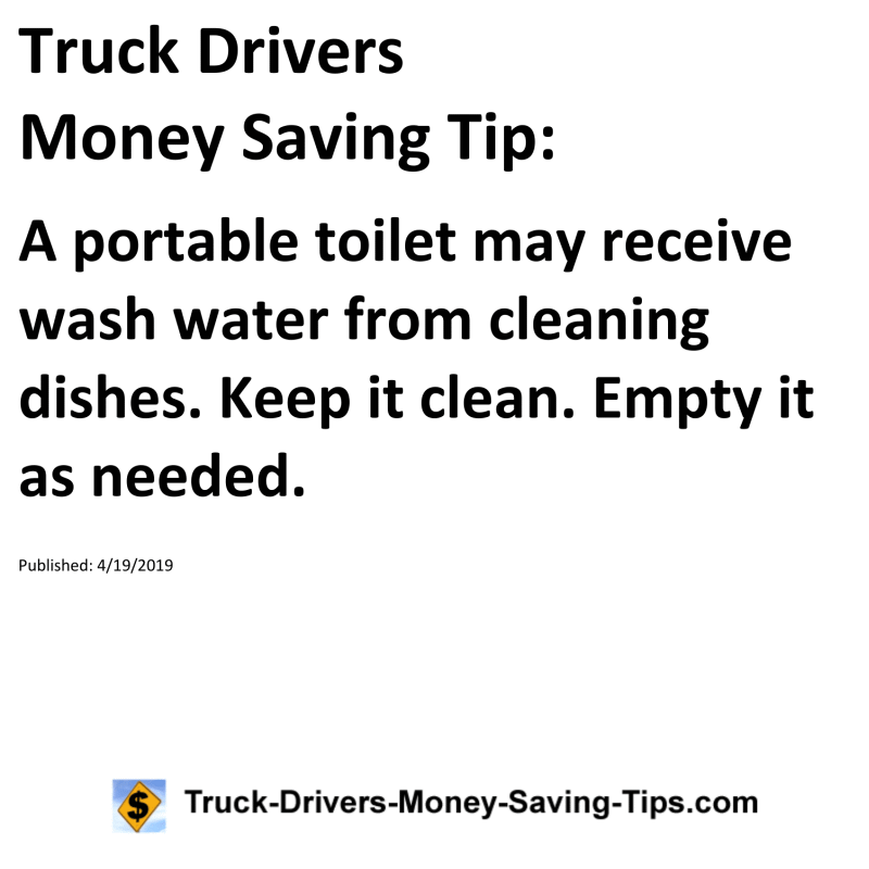 Truck Drivers Money Saving Tip for 04-19-2019