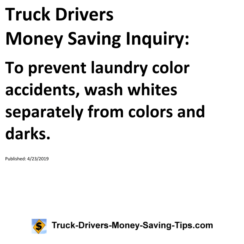 Truck Drivers Money Saving Inquiry for 04-23-2019