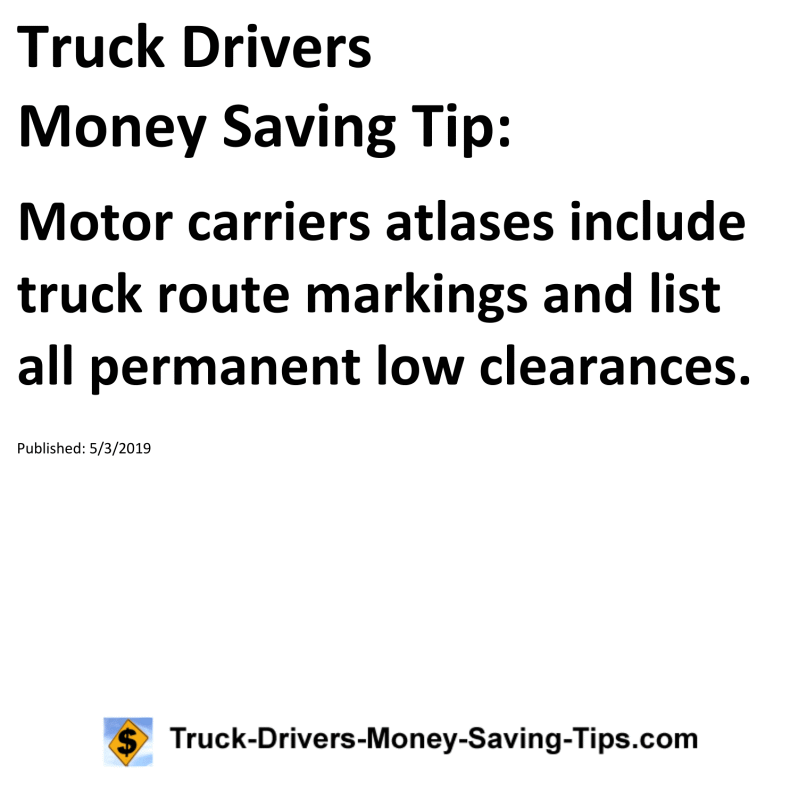 Truck Drivers Money Saving Tip for 05-03-2019