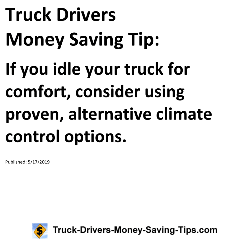 Truck Drivers Money Saving Tip for 05-17-2019