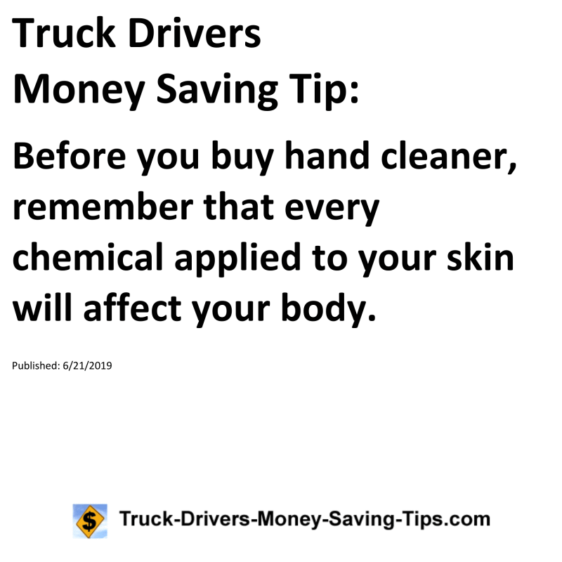 Truck Drivers Money Saving Tip for 06-21-2019