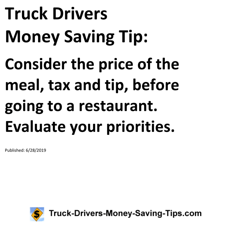 Truck Drivers Money Saving Tip for 06-28-2019