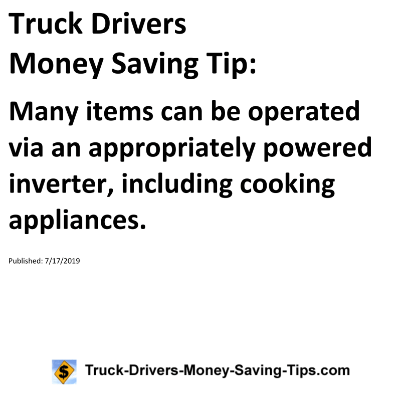 Truck Drivers Money Saving Tip for 07-17-2019