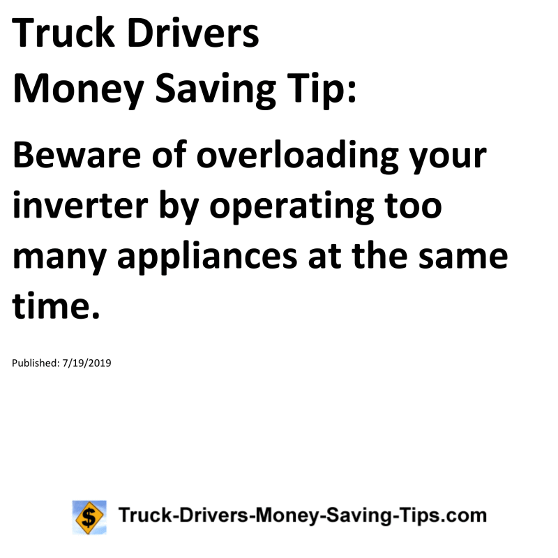 Truck Drivers Money Saving Tip for 07-19-2019