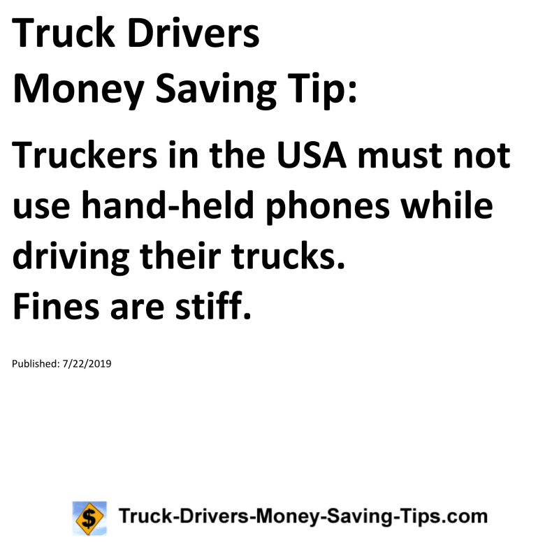 Truck Drivers Money Saving Tip for 07-22-2019