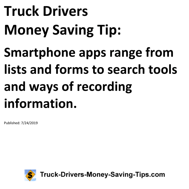 Truck Drivers Money Saving Tip for 07-24-2019