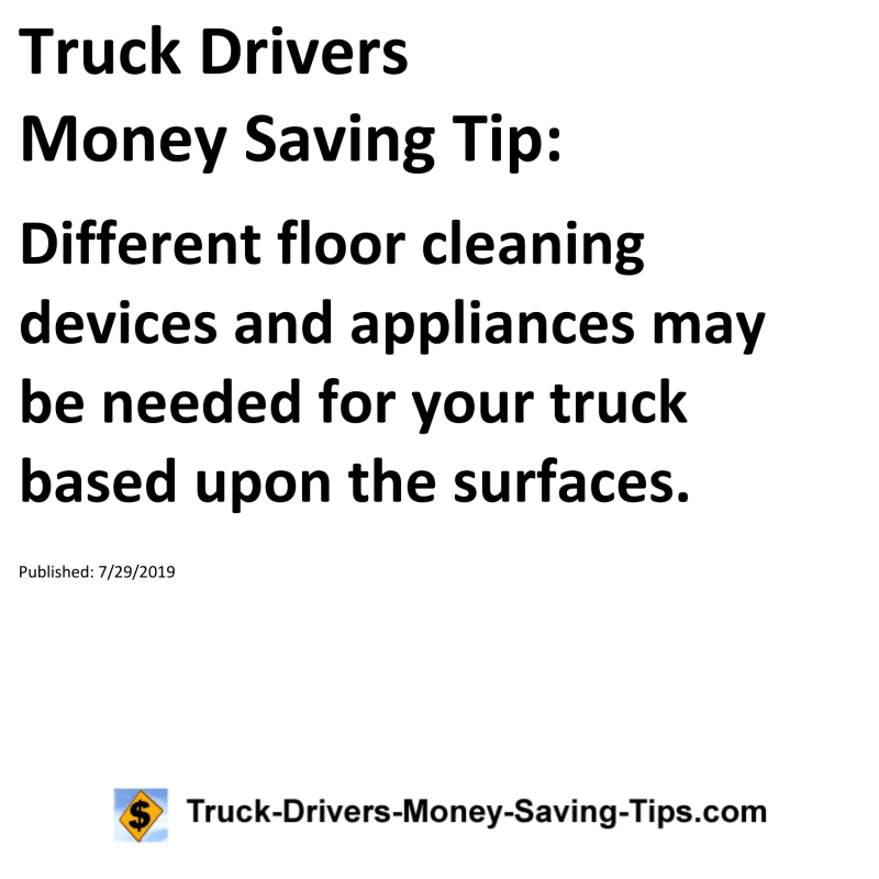 Truck Drivers Money Saving Tip for 07-29-2019