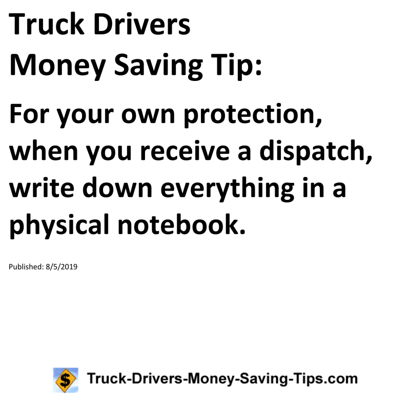 Truck Drivers Money Saving Tip for 08-05-2019