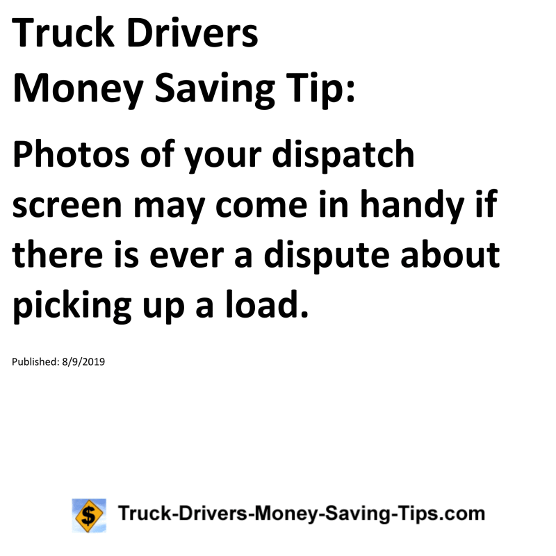 Truck Drivers Money Saving Tip for 08-09-2019