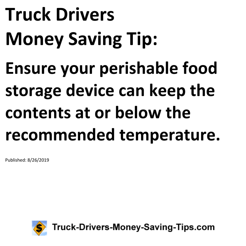 Truck Drivers Money Saving Tip for 08-26-2019