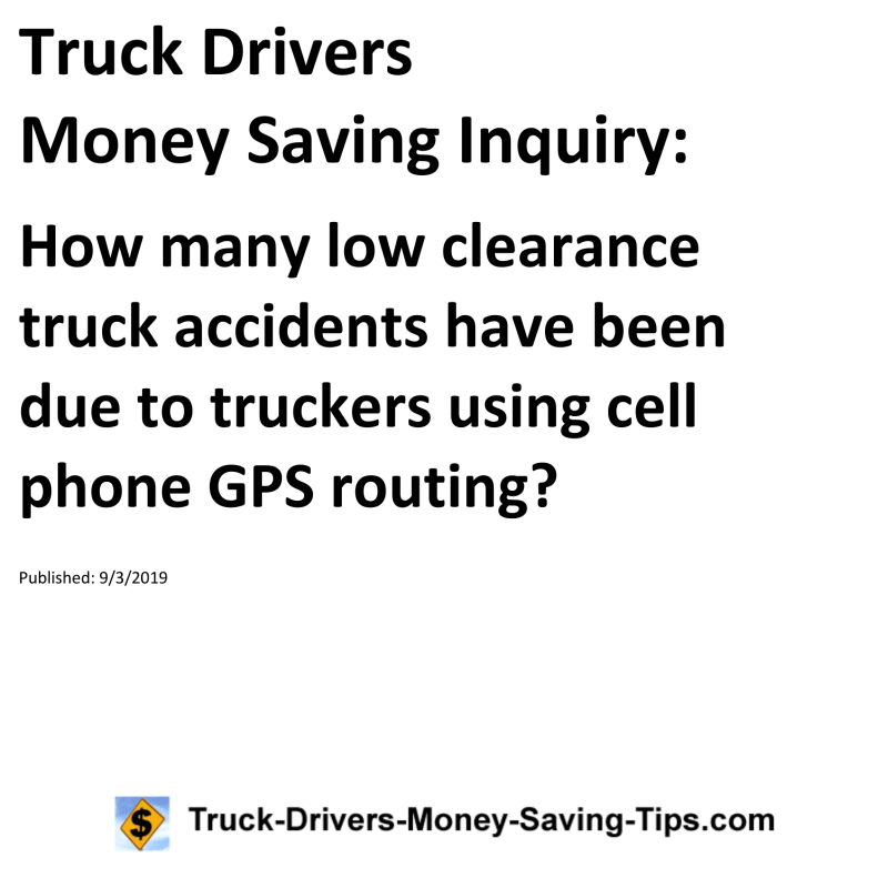 Truck Drivers Money Saving Inquiry for 09-03-2019