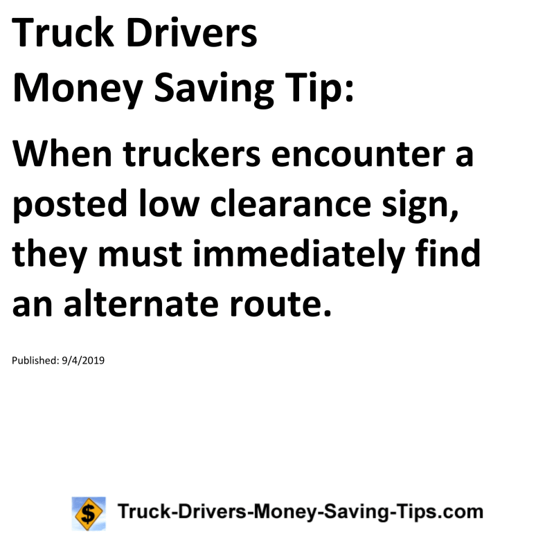 Truck Drivers Money Saving Tip for 09-04-2019