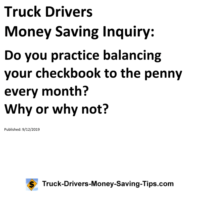 Truck Drivers Money Saving Inquiry for 09-12-2019