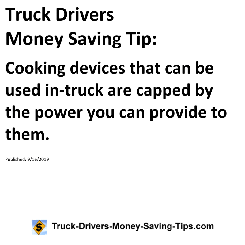 Truck Drivers Money Saving Tip for 09-16-2019