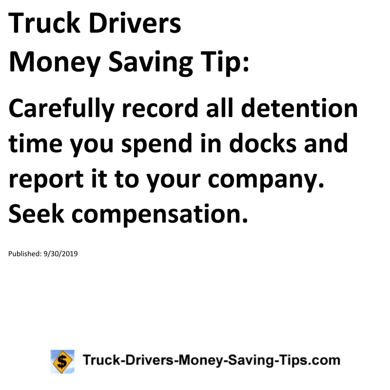 Truck Drivers Money Saving Tip for 09-30-2019