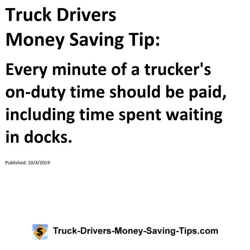 Truck Drivers Money Saving Tip for 10-04-2019