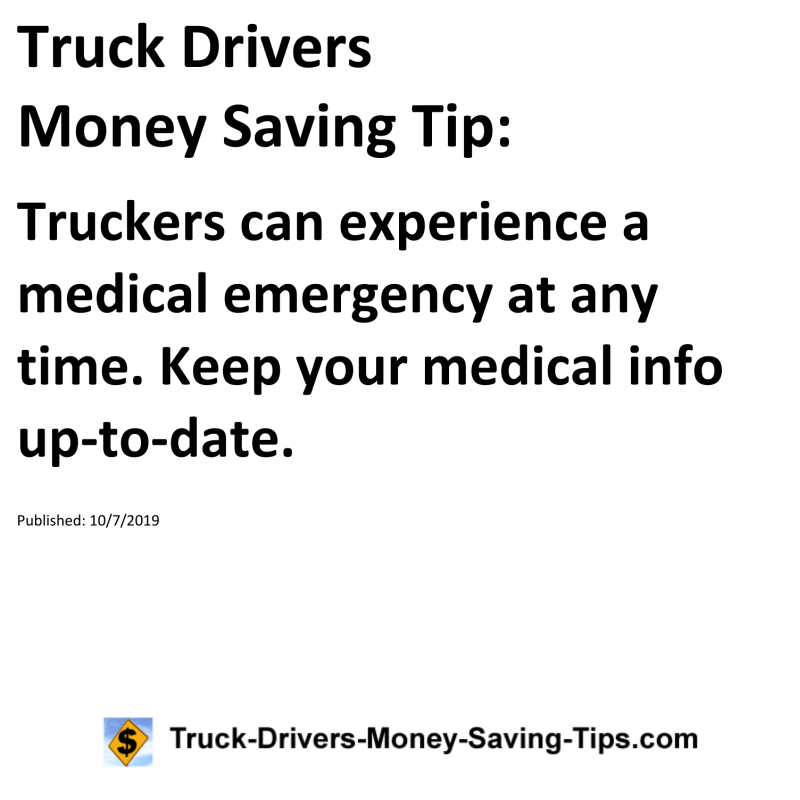 Truck Drivers Money Saving Tip for 10-07-2019