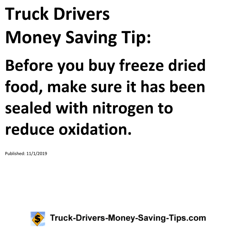 Truck Drivers Money Saving Tip for 11-01-2019