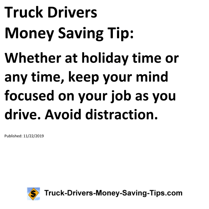 Truck Drivers Money Saving Tip for 11-22-2019