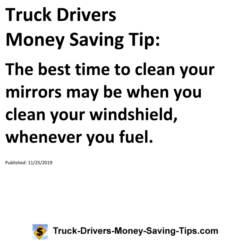 Truck Drivers Money Saving Tip for 11-25-2019