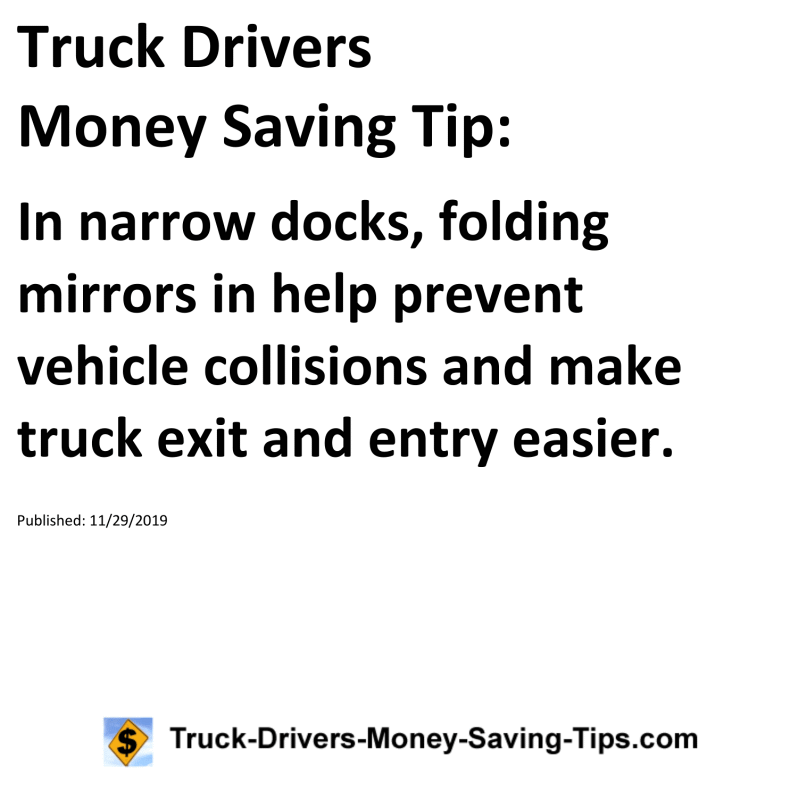 Truck Drivers Money Saving Tip for 11-29-2019