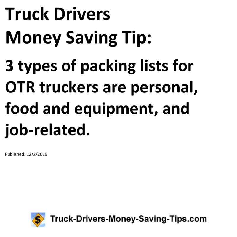 Truck Drivers Money Saving Tip for 12-02-2019