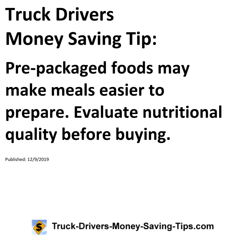 Truck Drivers Money Saving Tip for 12-09-2019