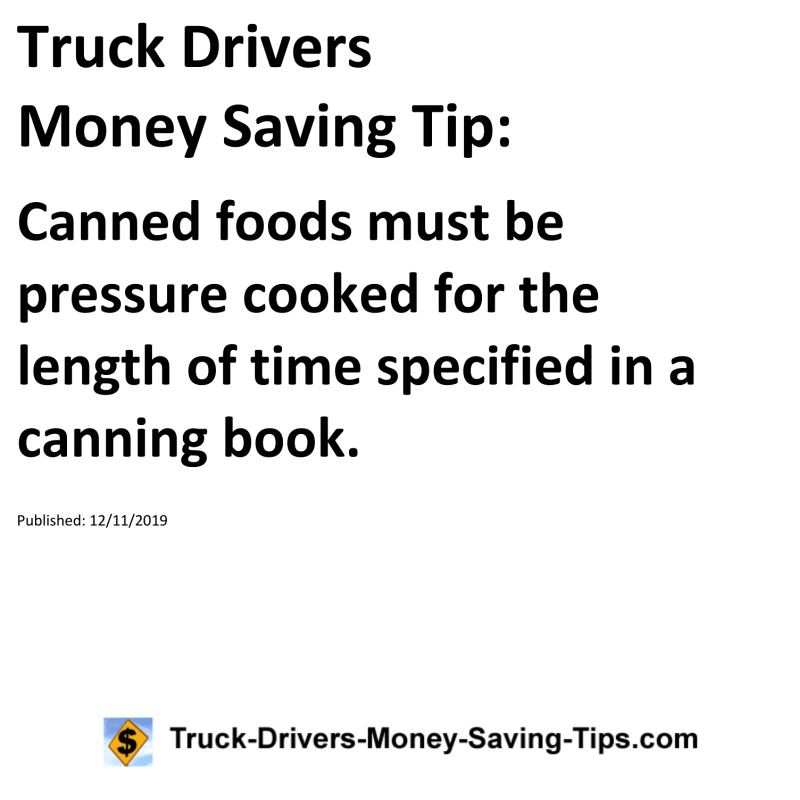 Truck Drivers Money Saving Tip for 12-11-2019