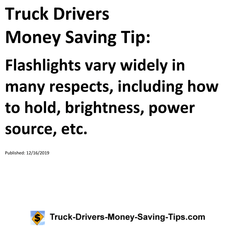 Truck Drivers Money Saving Tip for 12-16-2019