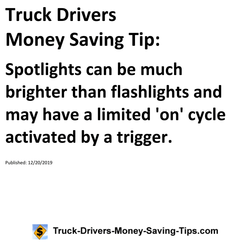 Truck Drivers Money Saving Tip for 12-20-2019