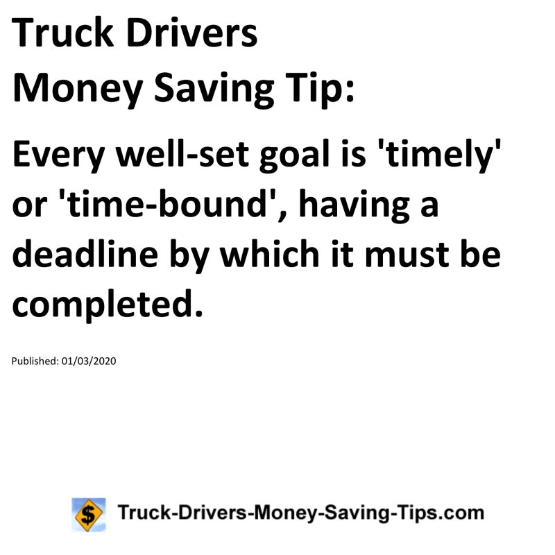 Truck Drivers Money Saving Tip for 01-03-2020