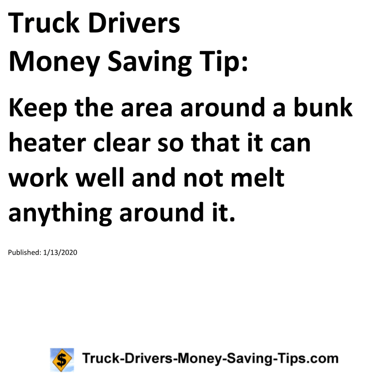 Truck Drivers Money Saving Tip for 01-13-2020