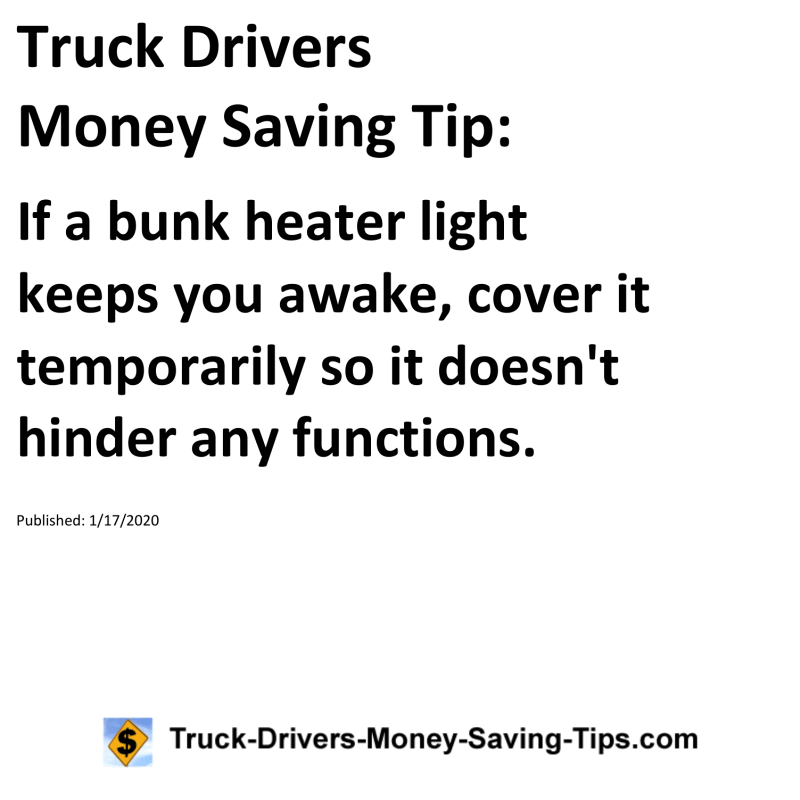 Truck Drivers Money Saving Tip for 01-17-2020