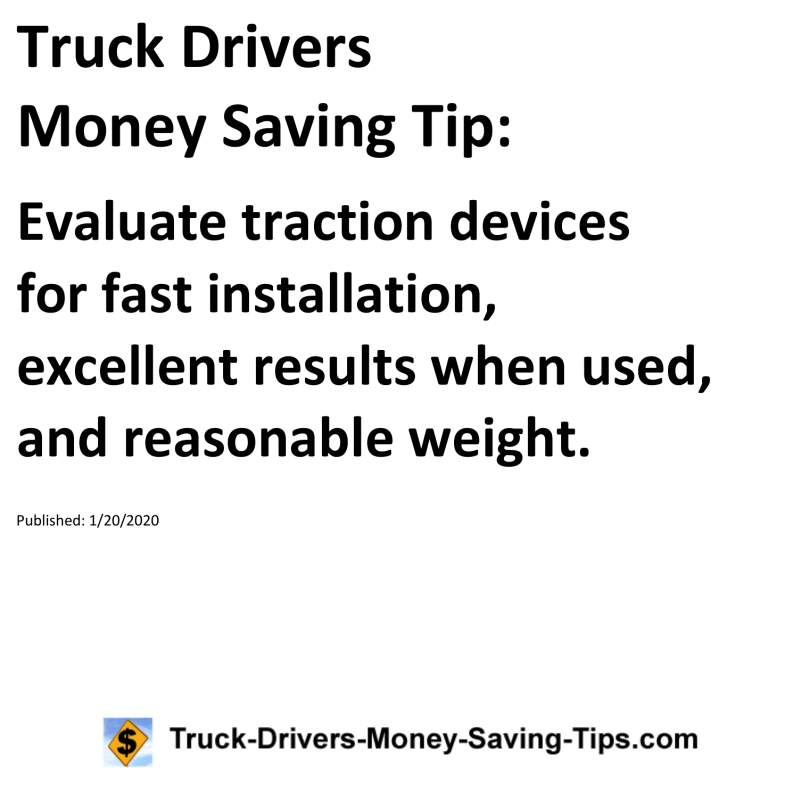 Truck Drivers Money Saving Tip for 01-20-2020