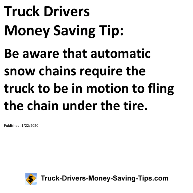 Truck Drivers Money Saving Tip for 01-22-2020
