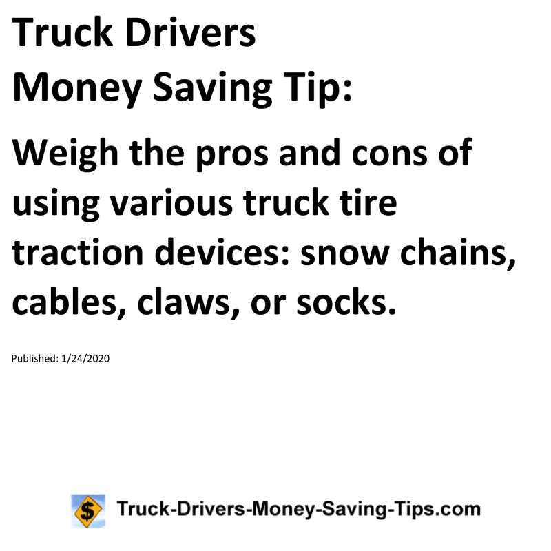 Truck Drivers Money Saving Tip for 01-24-2020